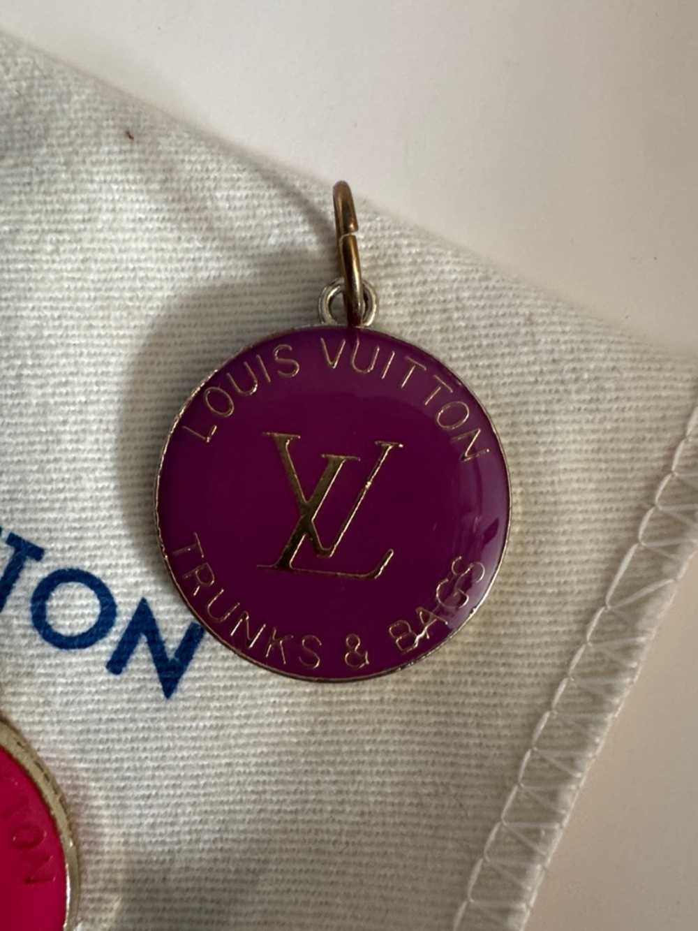 Louis Vuitton Enamel Logo Charms in Hot Pink, Magenta & Navy - Picture 4 of 6